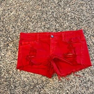 Klique Red ripped Shorts Jeans size Small great condition